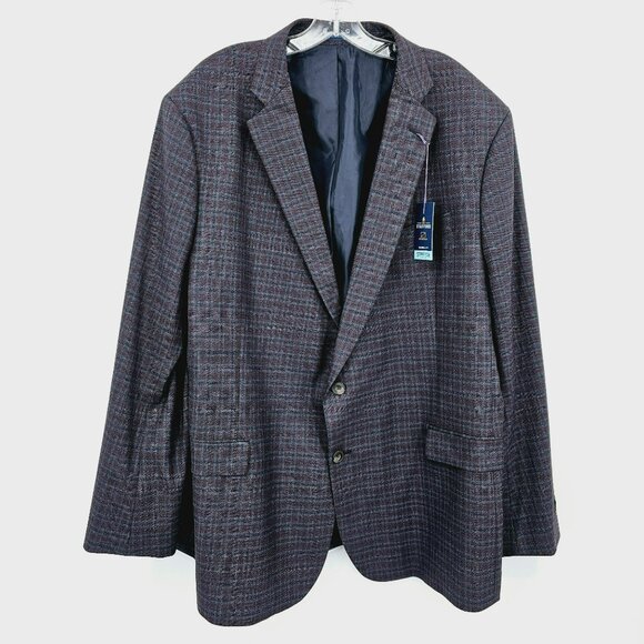 Stafford Classic Fit Blazer Coat 52R 2 Button Stretch Seasonal Texture Plaid New - Picture 1 of 13